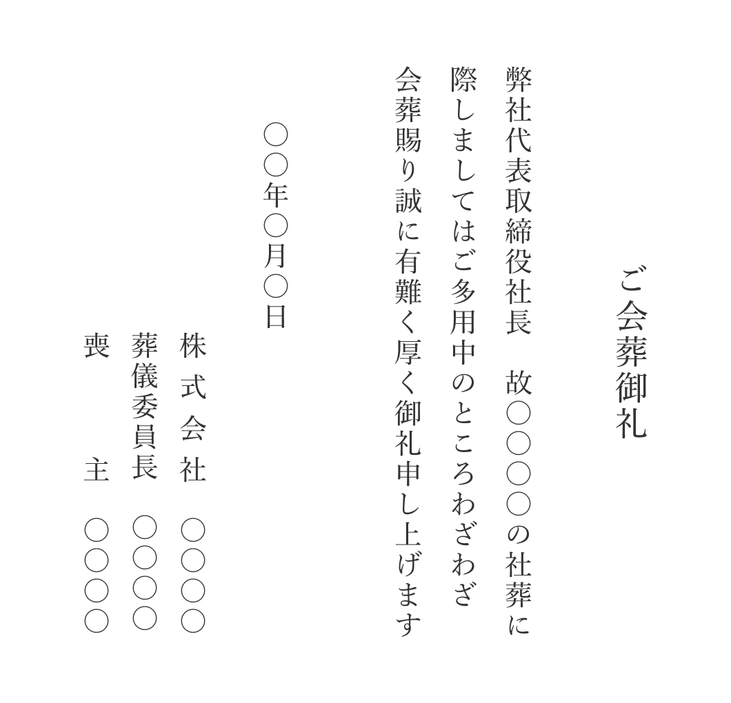 （会葬御礼の新聞広告例）