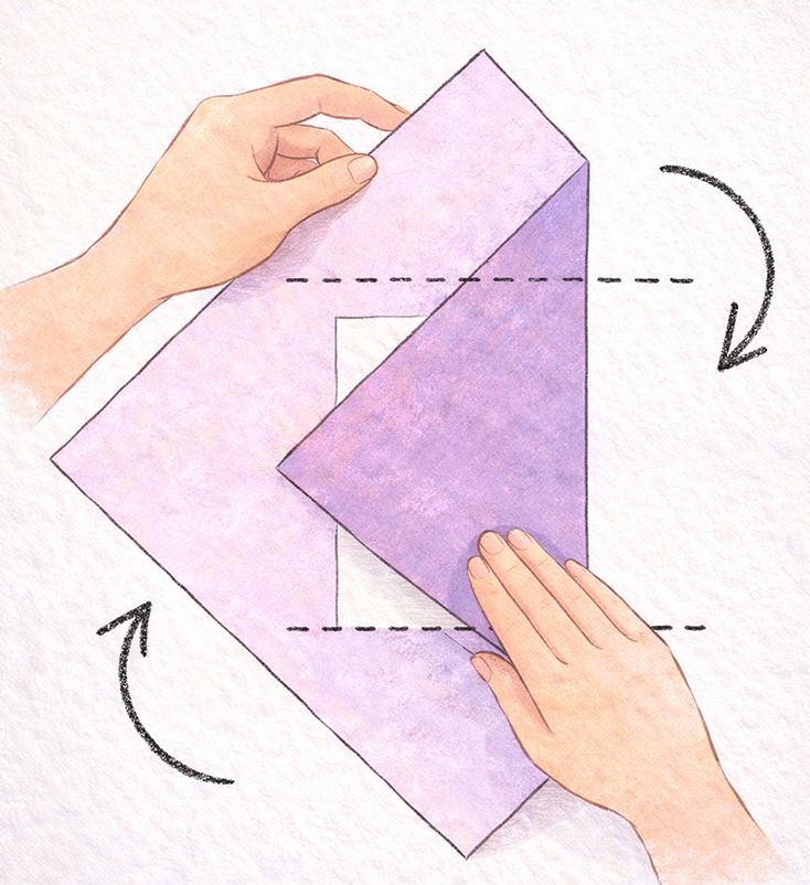 ふくさの右側を香典袋にかぶせます