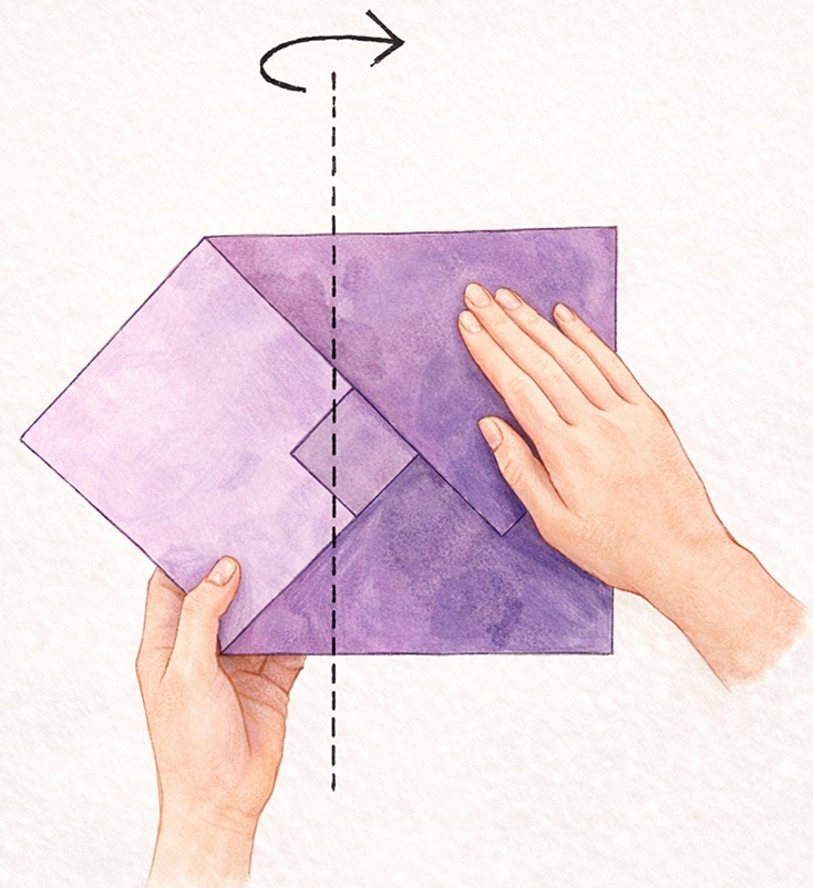 下、上、左の順にかぶせていきます