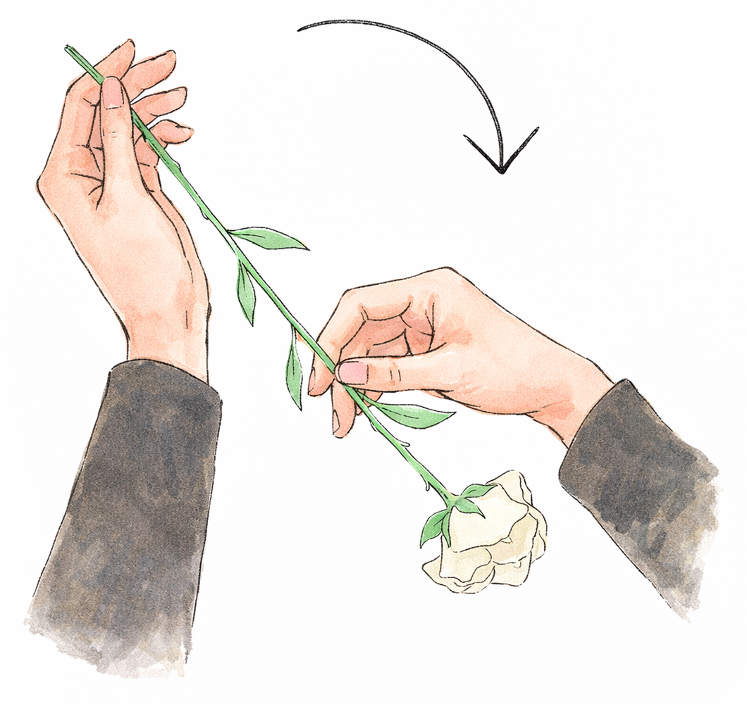 2.時計まわりに90度回します