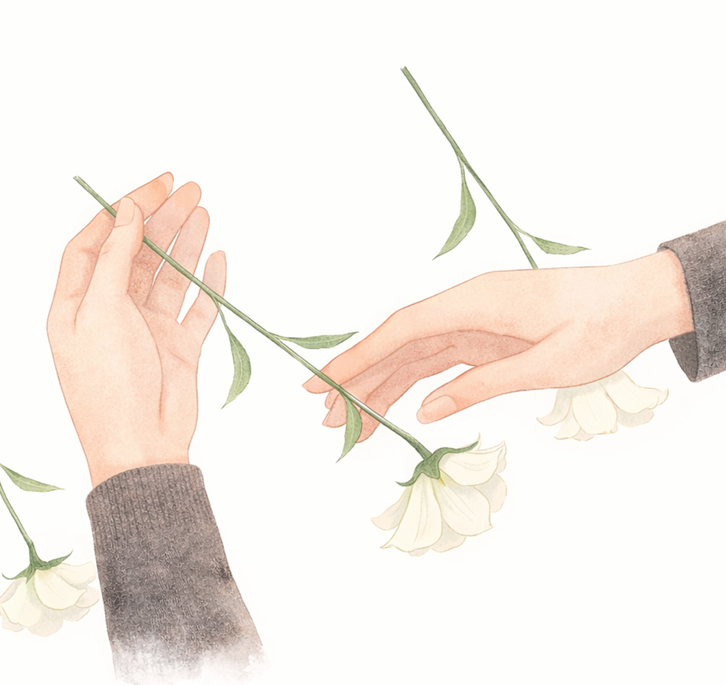 3.花は自分のほうに、根元を祭壇に向けて献花台の上にお供えします